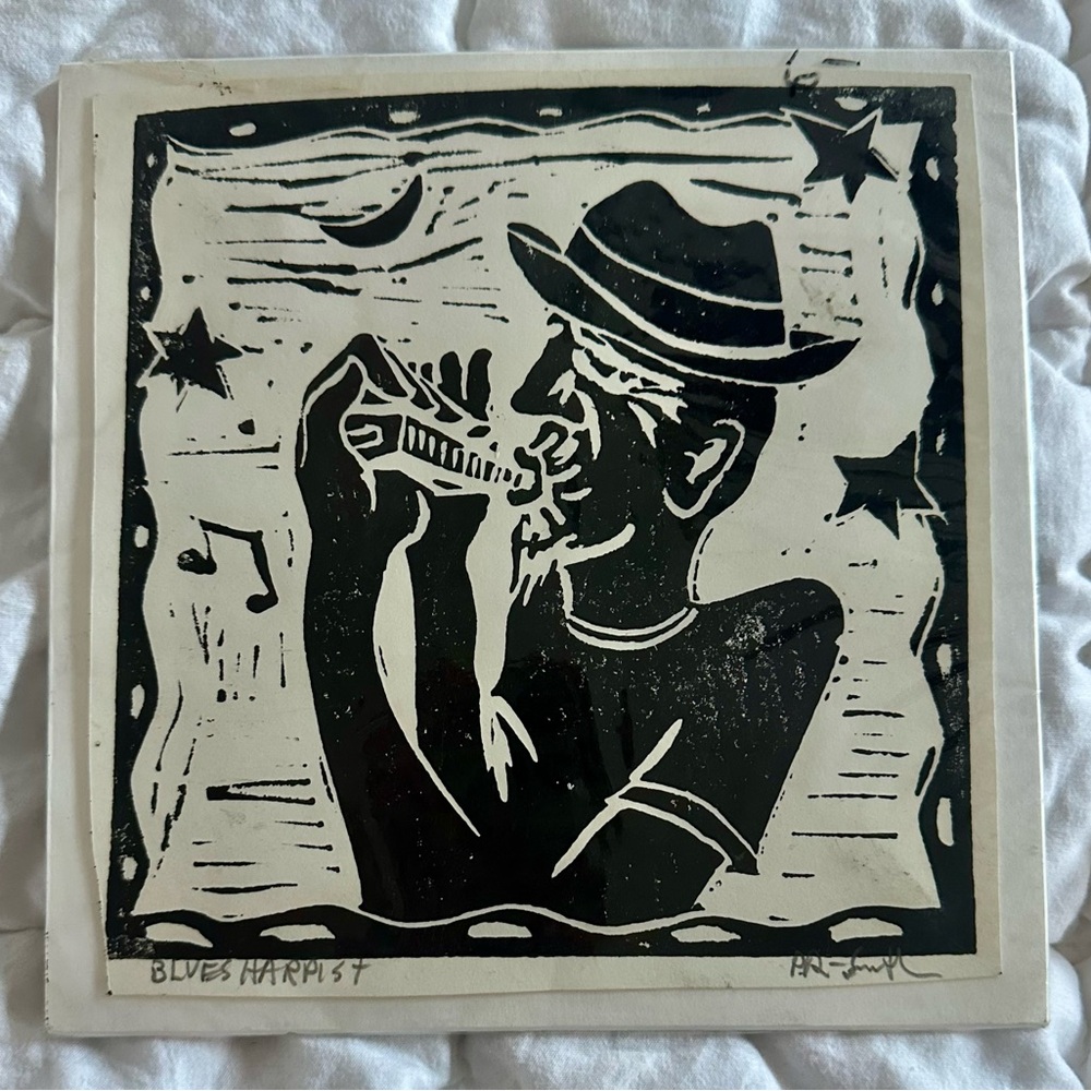 Blues Harmonica Player Art Print